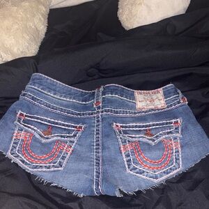True Religion Women's Blue Jean mini shorts
